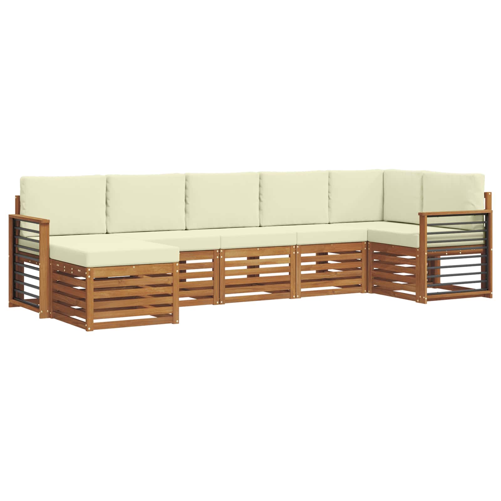 Set divano sezionale con cuscino 7 pcs Naturale e Crema | homemem39