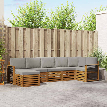 Set divano sezionale con cuscino 7 pcs Grigio Naturale e Chiaro