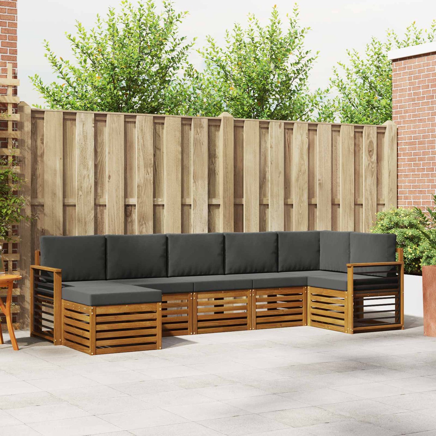 Set divano sezionale con cuscino 7 pcs Naturale e Antracite