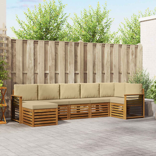 Set divano sezionale con cuscino 7 pcs Naturale e Beige