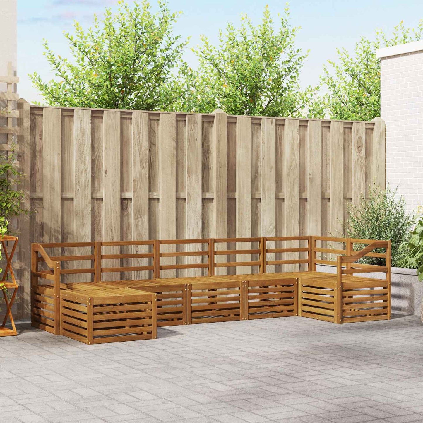 Set divano sezionale 7 pcs Naturale Legno di Acacia Massello | homemem39