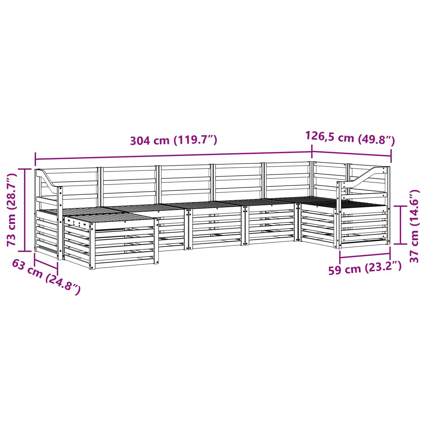 Set di divani da esterno 7 pz Naturale - homemem39