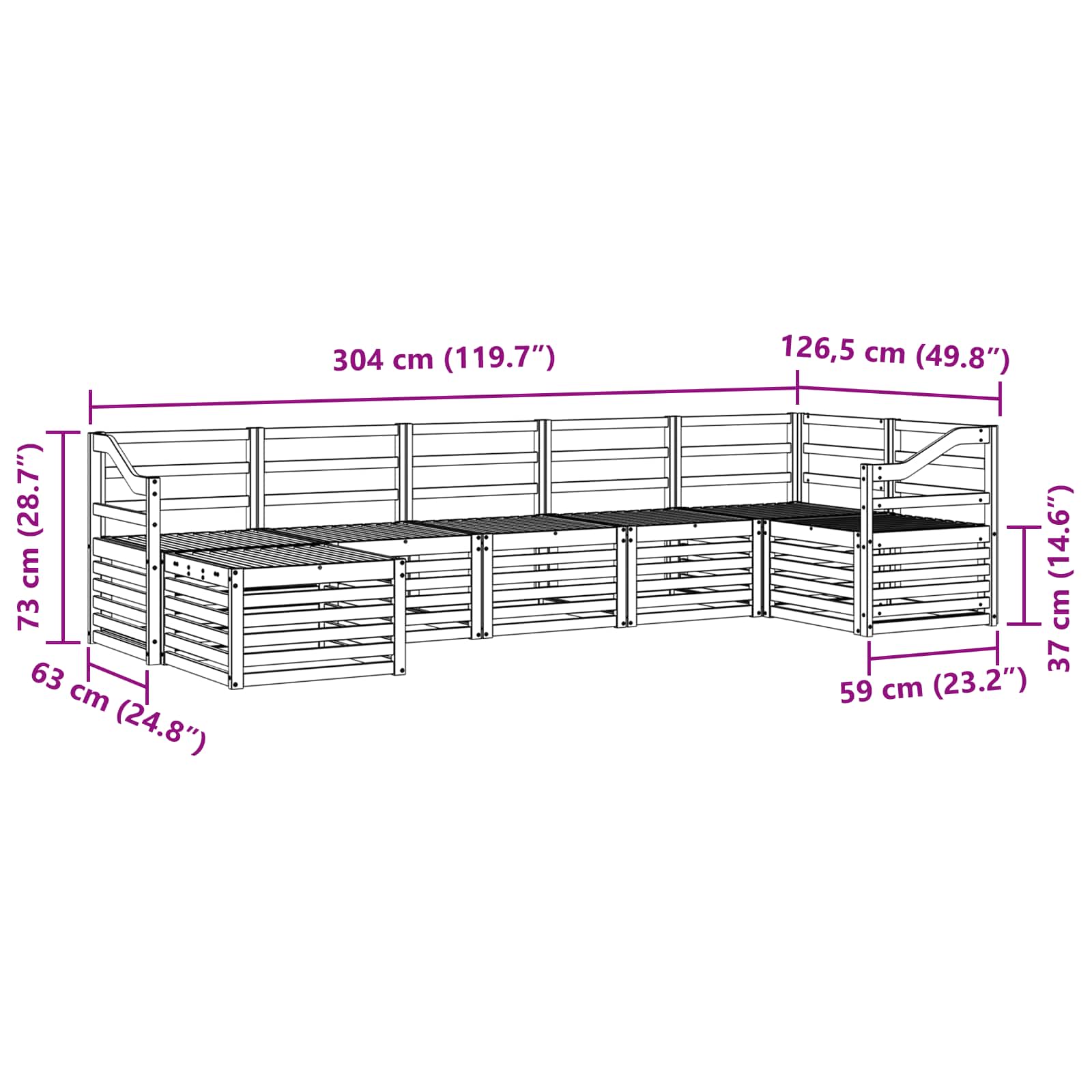 Set di divani da esterno 7 pz Naturale - homemem39
