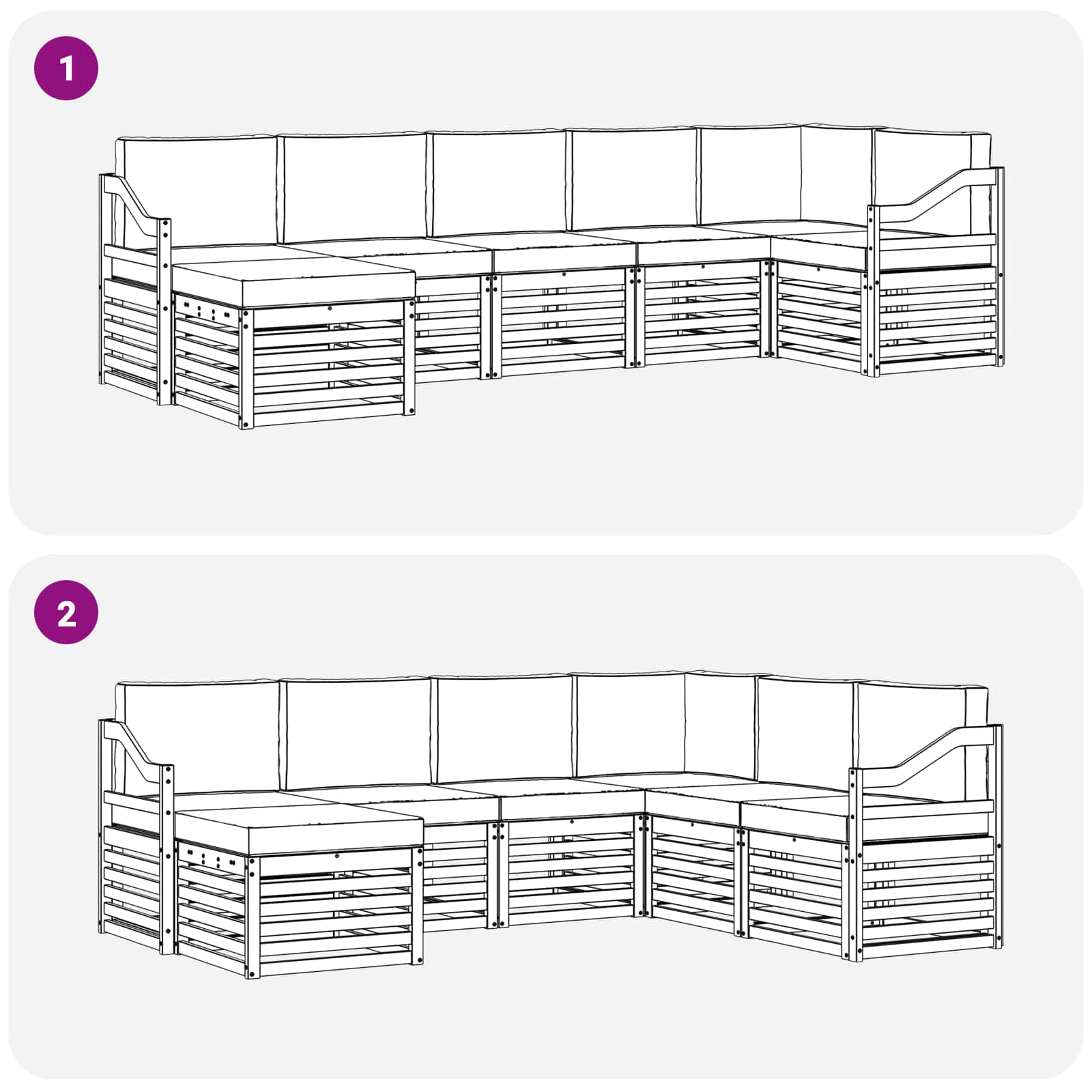 Set divano sezionale con cuscino 7 pcs Grigio Naturale e Chiaro | homemem39