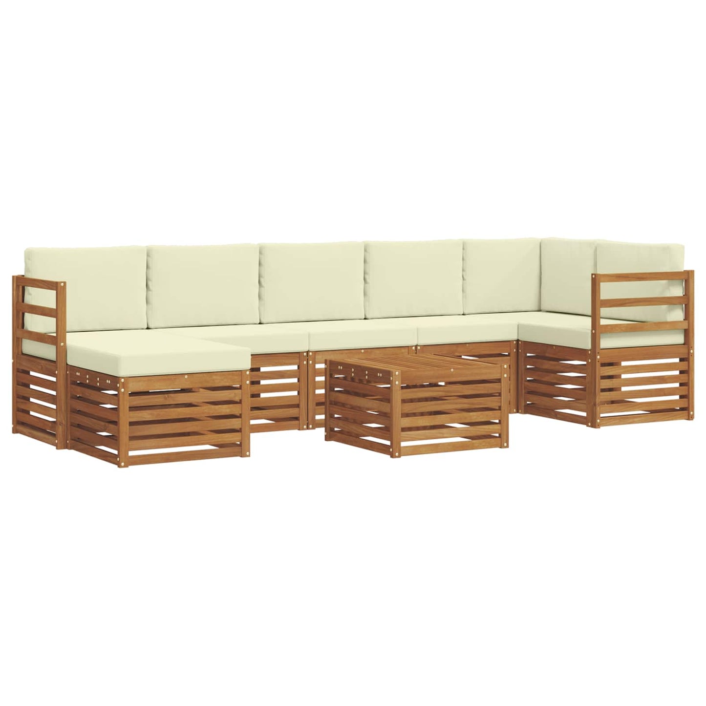 Set di divani da esterno con cuscino 8 pcs Naturale e Crema | homemem39