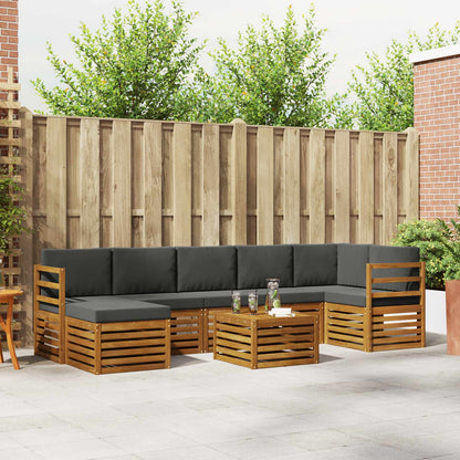 Set di divani da esterno con cuscino 8 pcs Naturale e Antracite