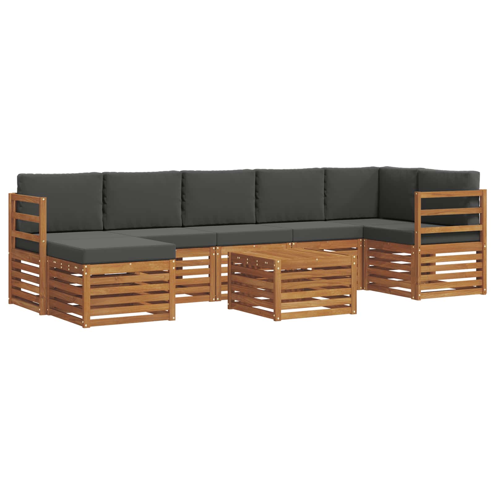 Set di divani da esterno con cuscino 8 pcs Naturale e Antracite | homemem39