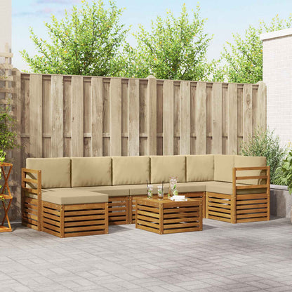 Set di divani da esterno con cuscino 8 pcs Naturale e Beige
