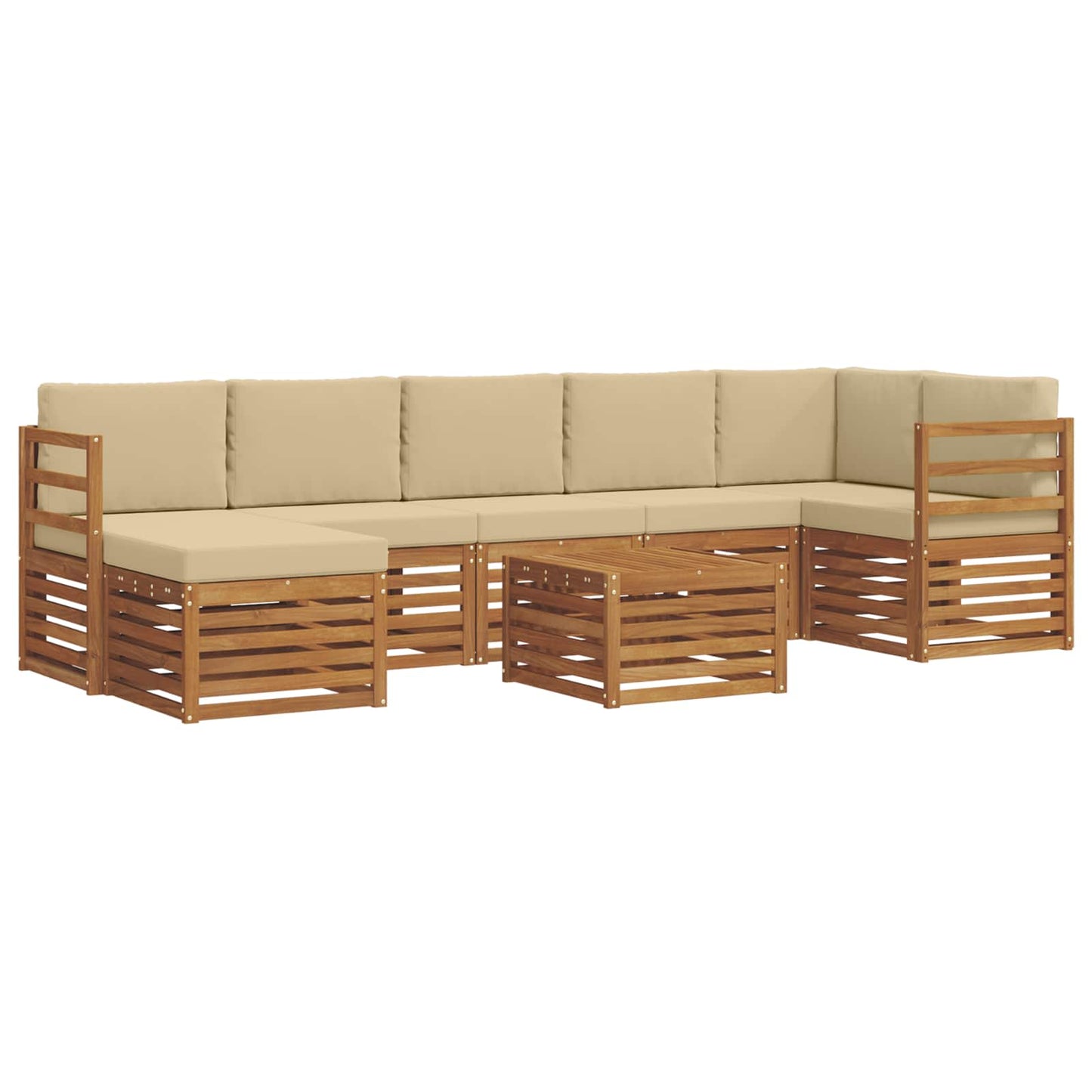 Set di divani da esterno con cuscino 8 pcs Naturale e Beige | homemem39
