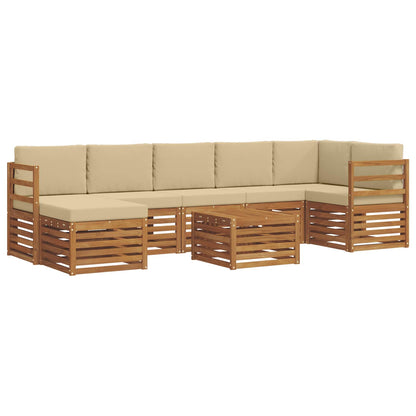 Set di divani da esterno con cuscino 8 pcs Naturale e Beige | homemem39