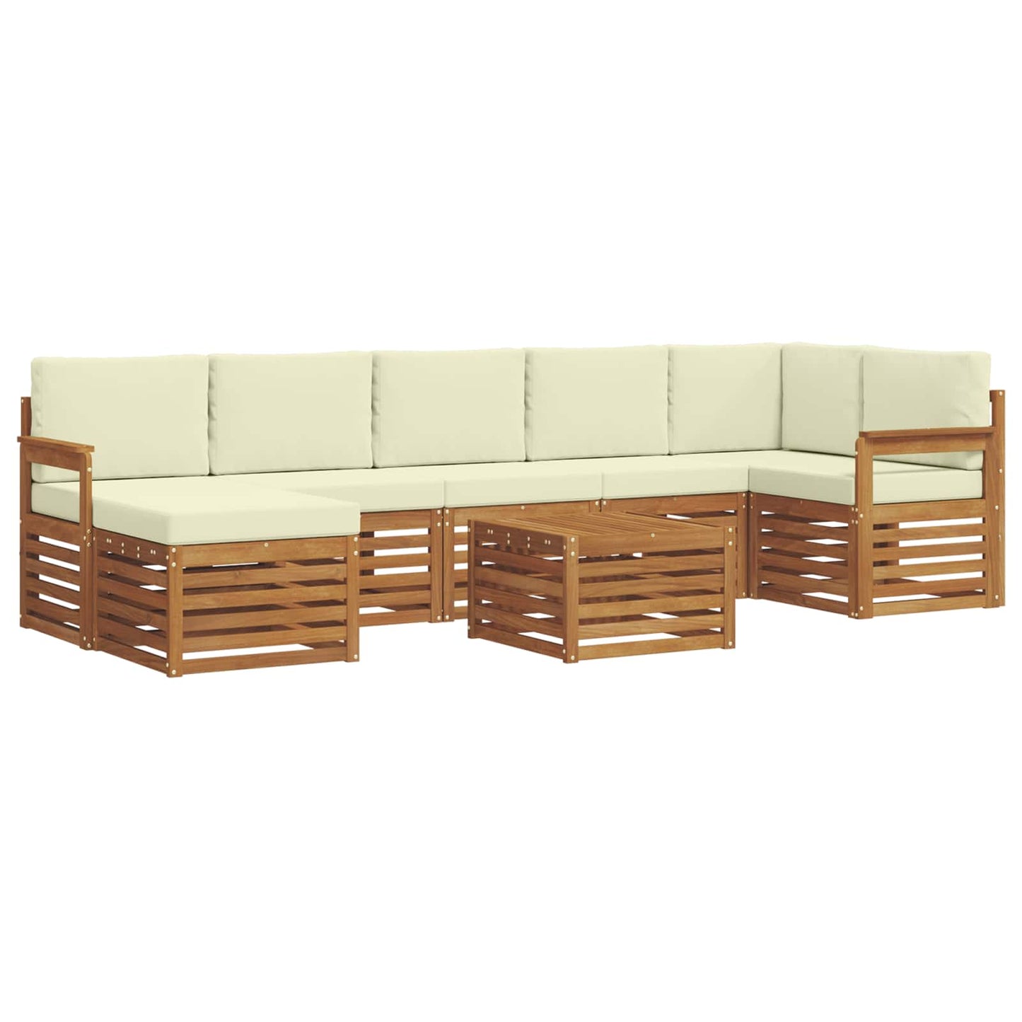 Set di divani da esterno 8 pz Naturale e Crema