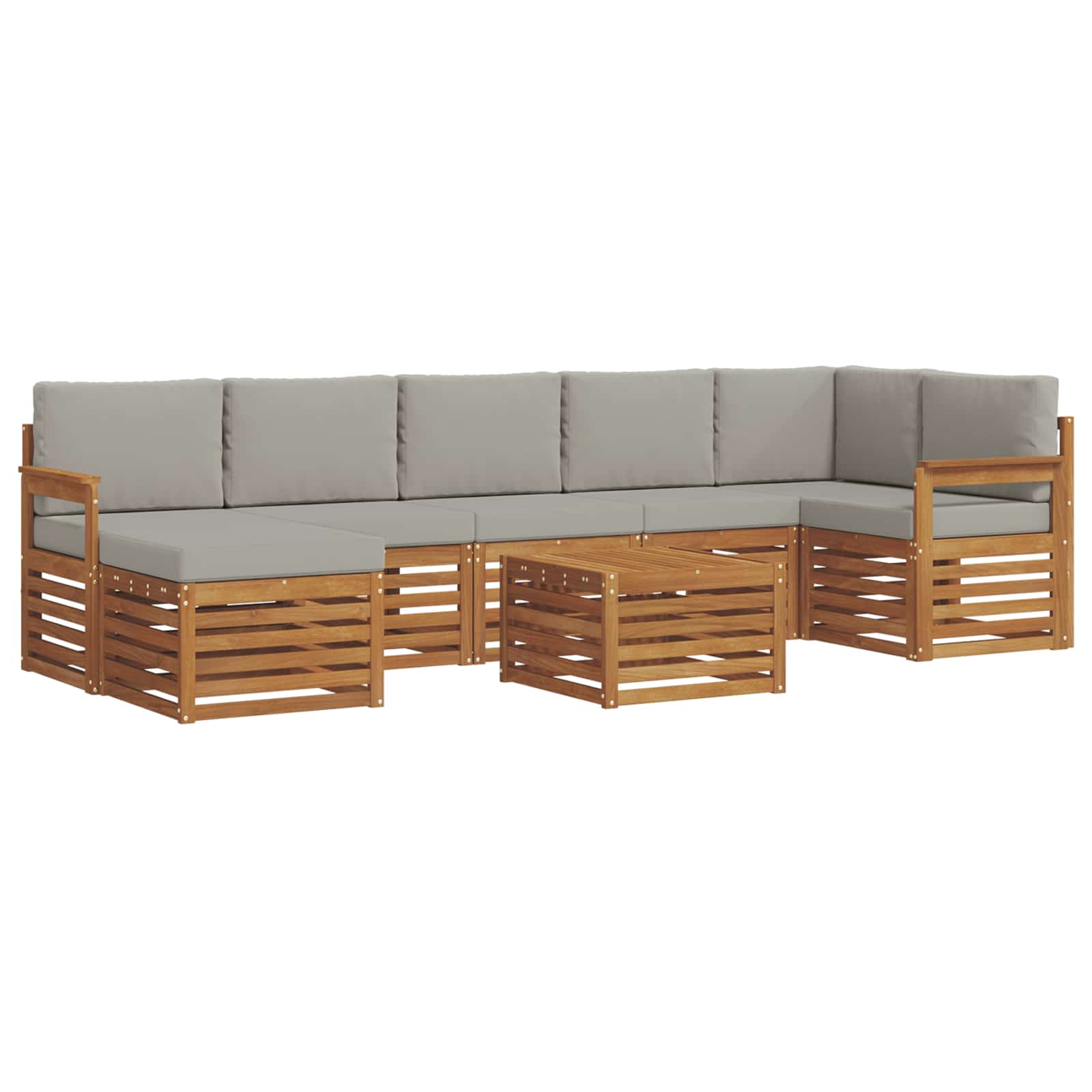 Set di divani da esterno 8 pcs Grigio Naturale e Chiaro | homemem39