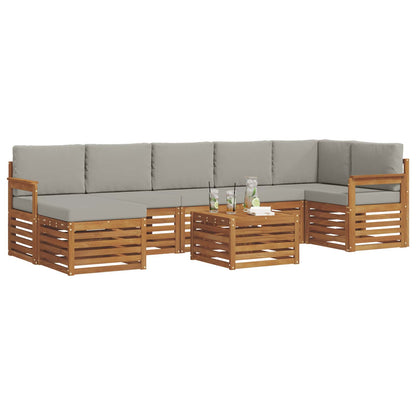 Set di divani da esterno 8 pcs Grigio Naturale e Chiaro | homemem39