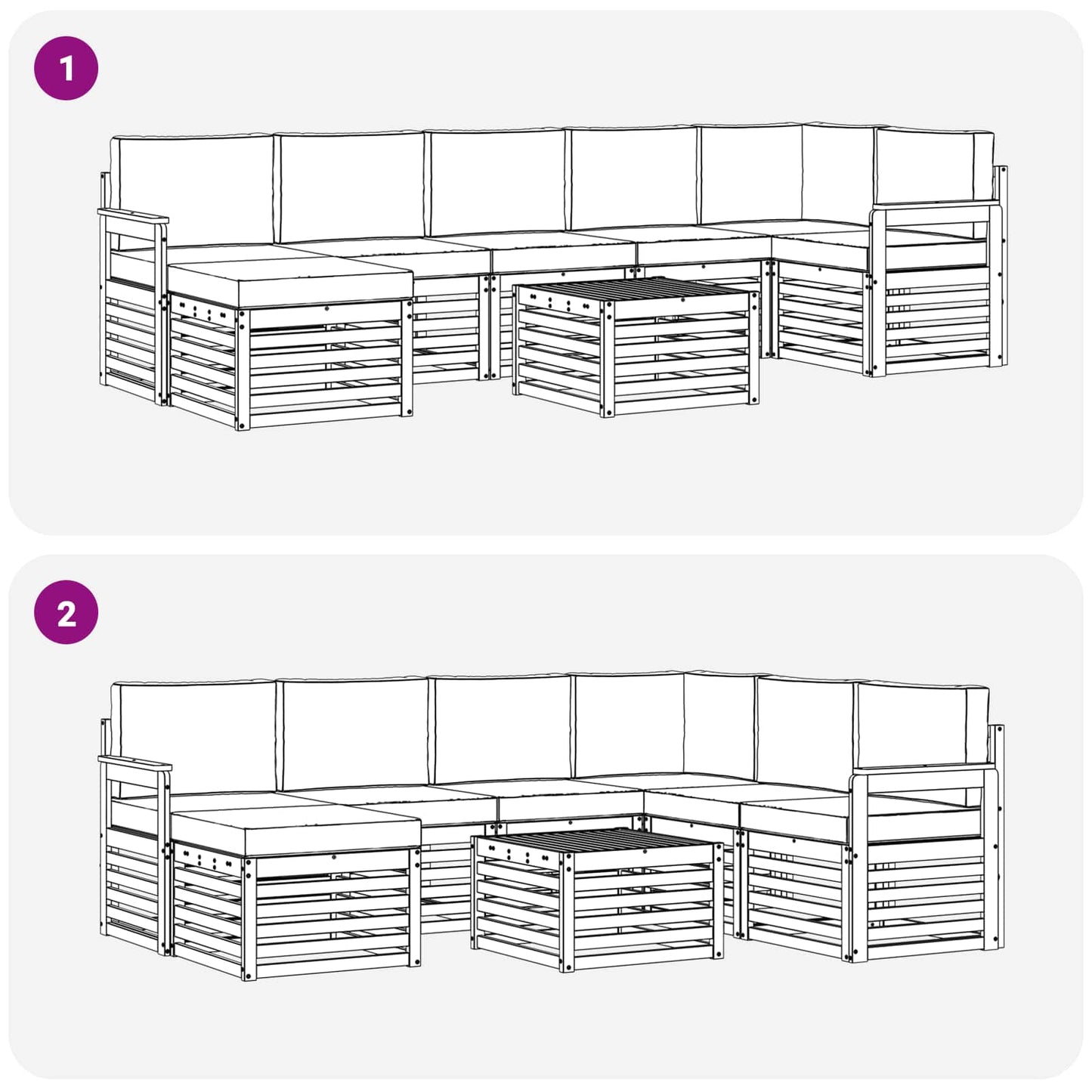 Set di divani da esterno 8 pcs Grigio Naturale e Chiaro | homemem39