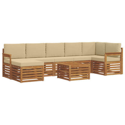 Set di divani da esterno con cuscino 8 pcs Naturale e Beige