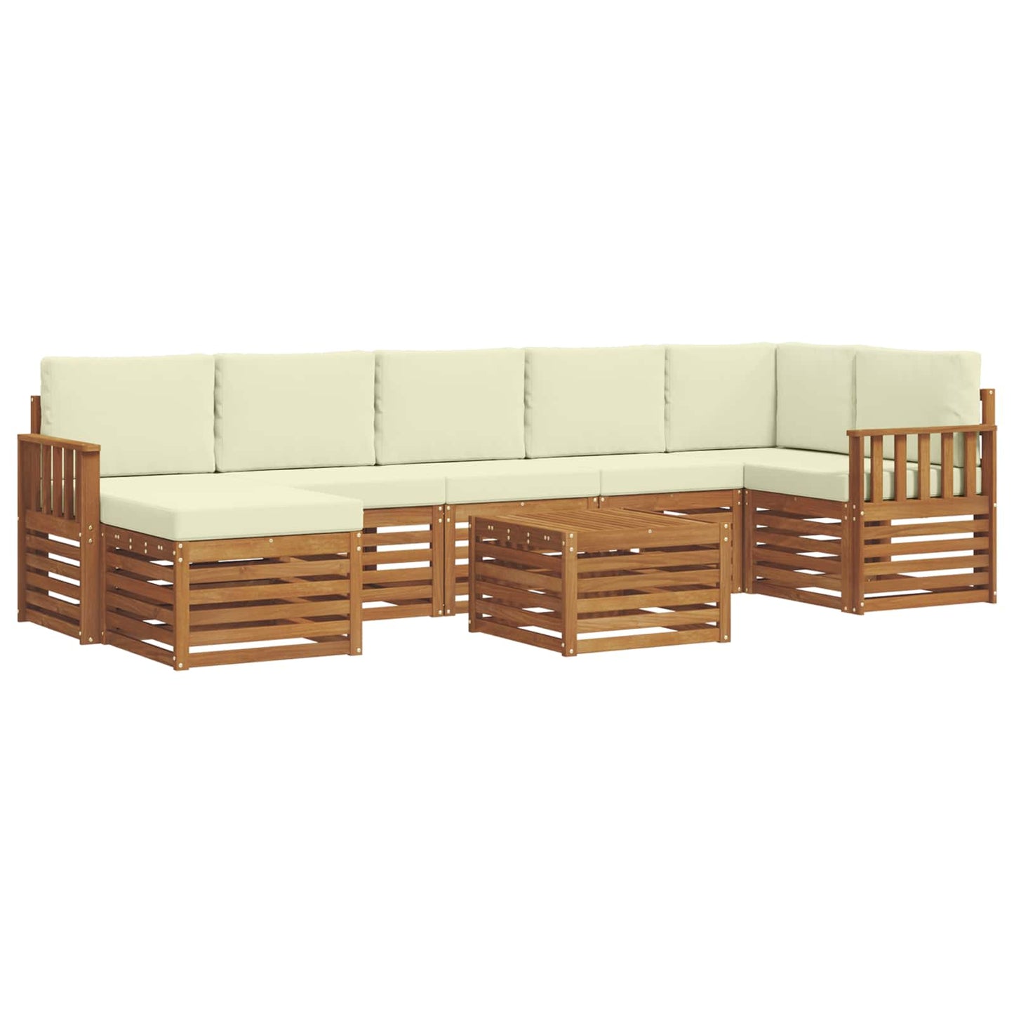 Set di divani da esterno con cuscino 8 pcs Naturale e Crema | homemem39