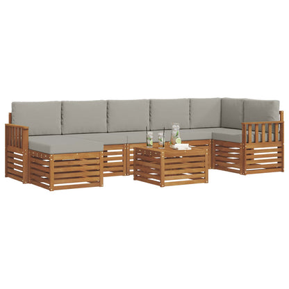 Set di divani da esterno 8 pcs Grigio Naturale e Chiaro