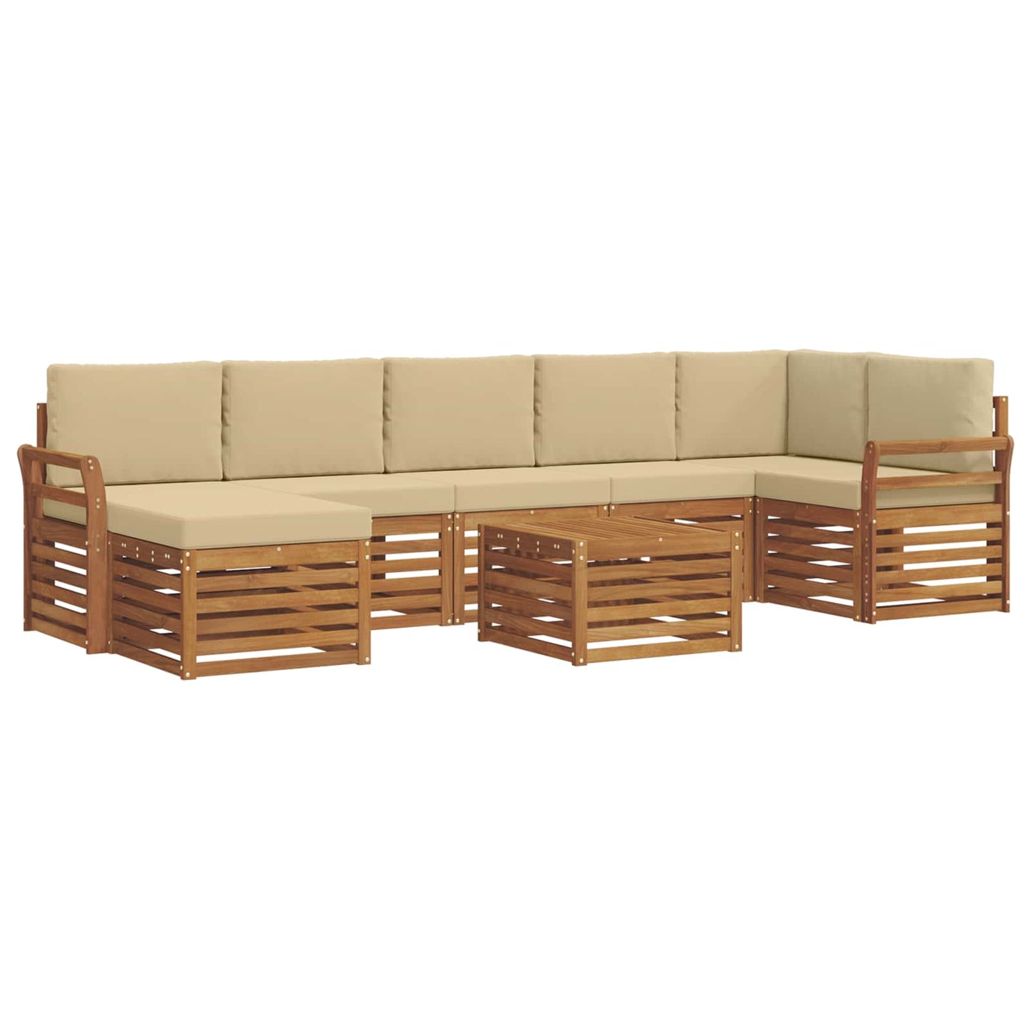 Set di divani da esterno con cuscino 8 pcs Naturale e Beige | homemem39