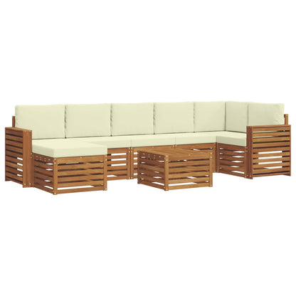 Set di divani da esterno con cuscino 8 pcs Naturale e Crema