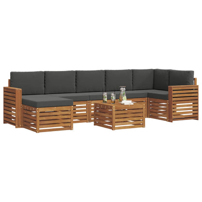 Set di divani da esterno con cuscino 8 pcs Naturale e Antracite | homemem39