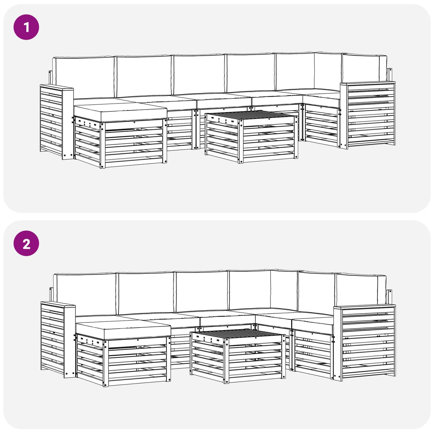 Set di divani da esterno con cuscino 8 pcs Naturale e Antracite | homemem39