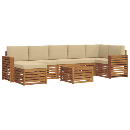 Set di divani da esterno con cuscino 8 pcs Naturale e Beige | homemem39