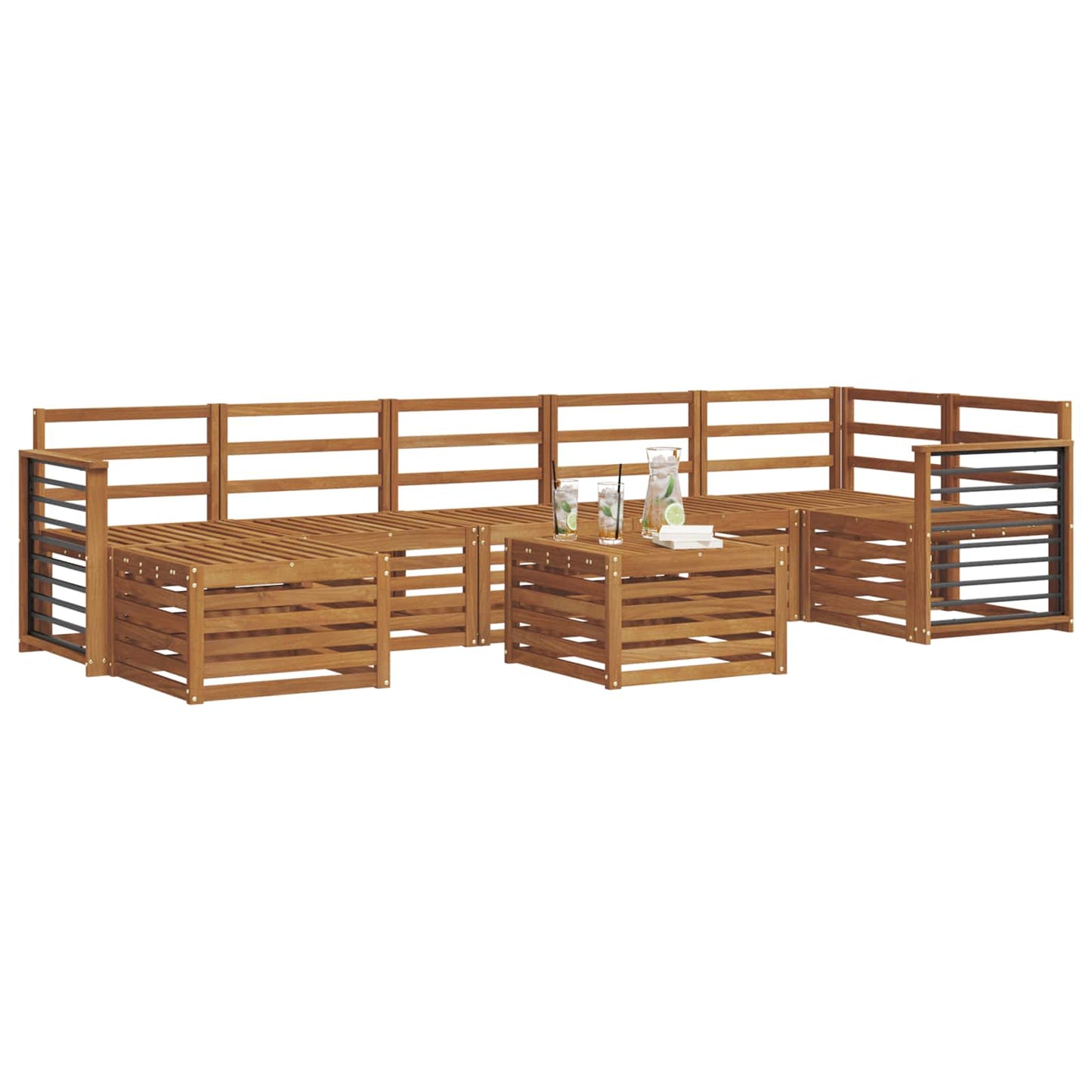 Set divani 8 pcs Naturale Legno di Acacia Massello | homemem39