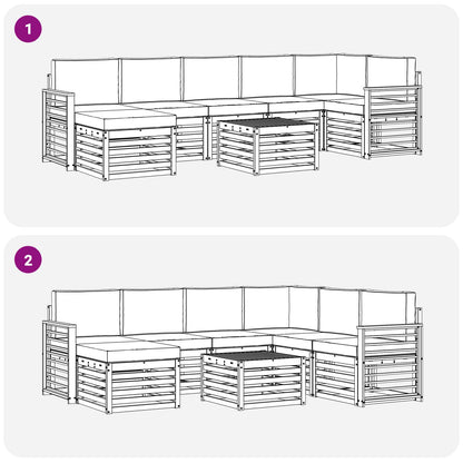 Set di divani da esterno 8 pcs Grigio Naturale e Chiaro | homemem39