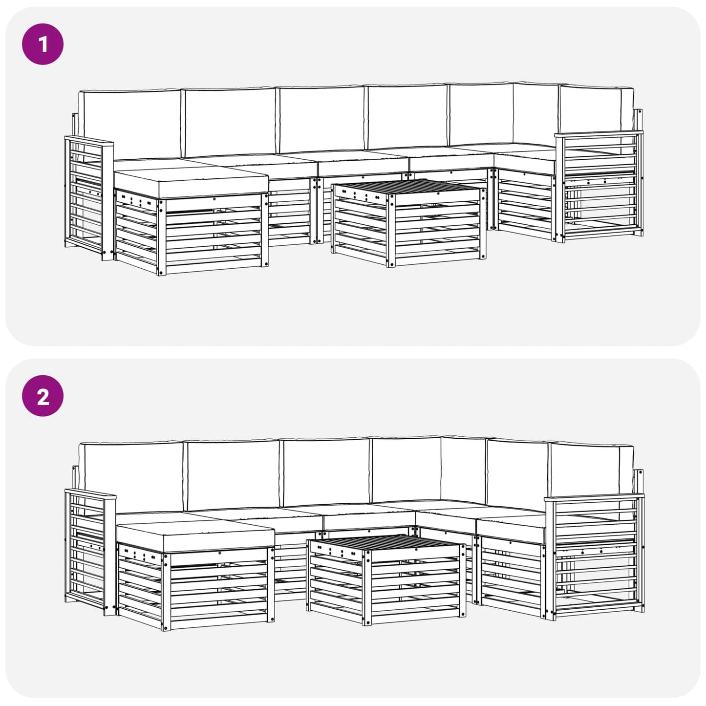 Set di divani da esterno con cuscino 8 pcs Naturale e Antracite | homemem39