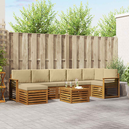 Set di divani da esterno con cuscino 8 pcs Naturale e Beige | homemem39