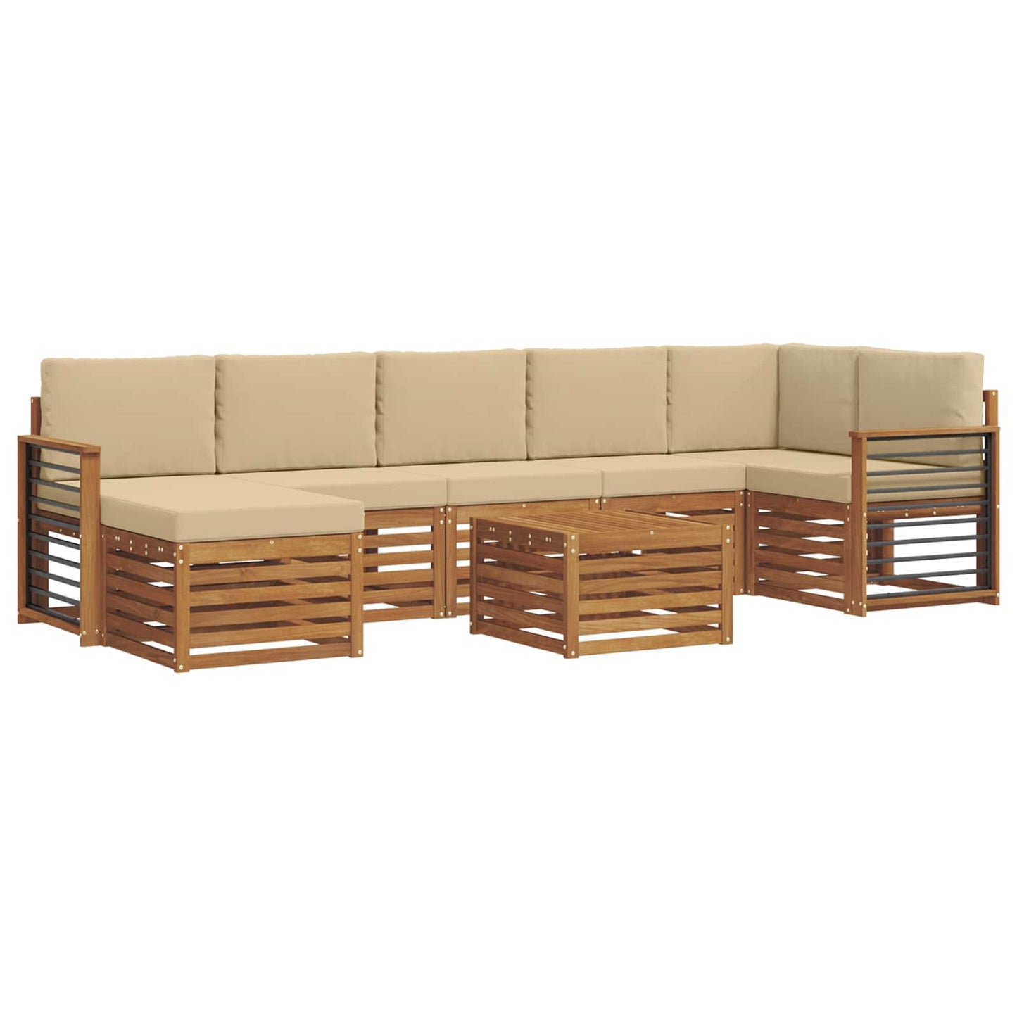 Set di divani da esterno con cuscino 8 pcs Naturale e Beige | homemem39