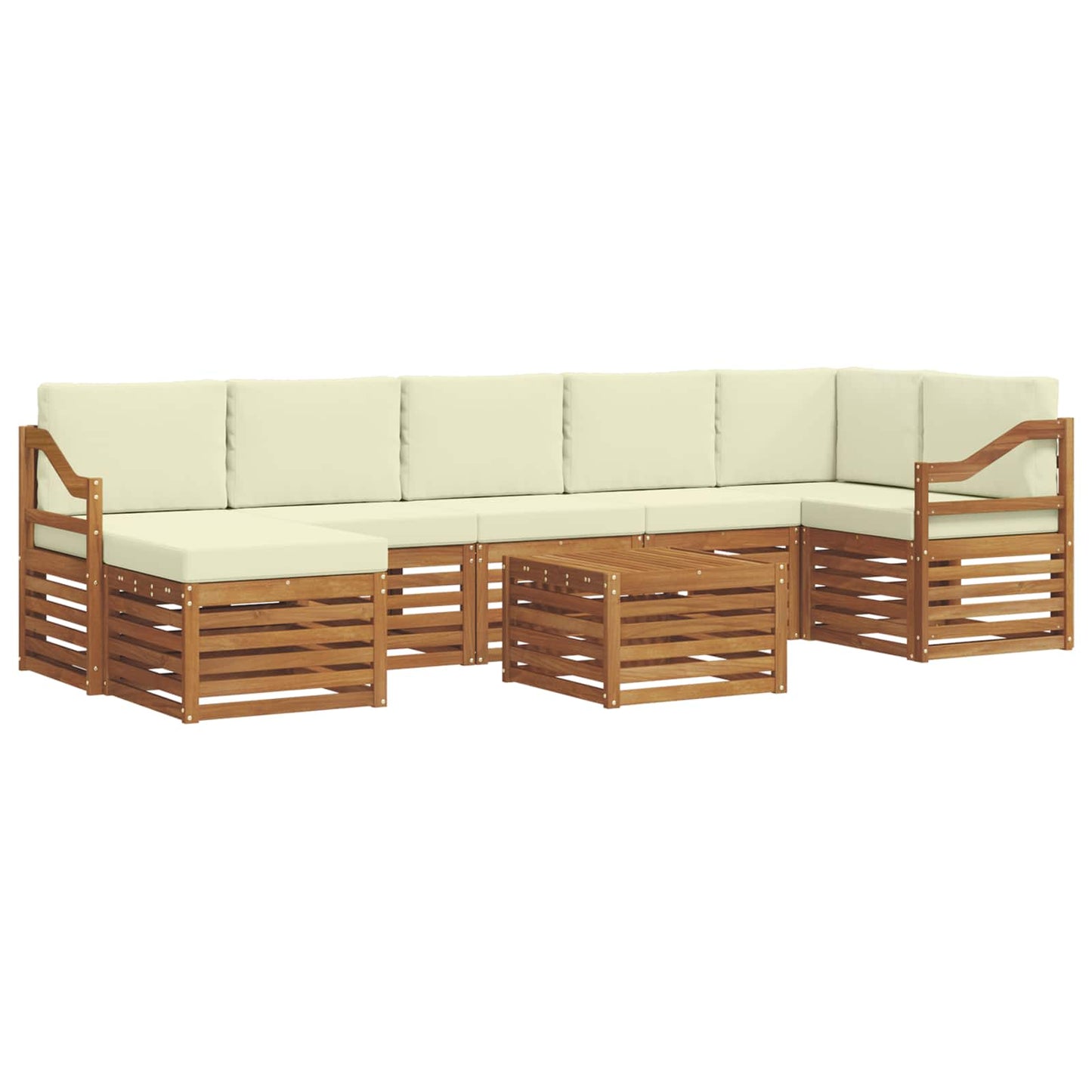 Set di divani da esterno con cuscino 8 pcs Naturale e Crema | homemem39