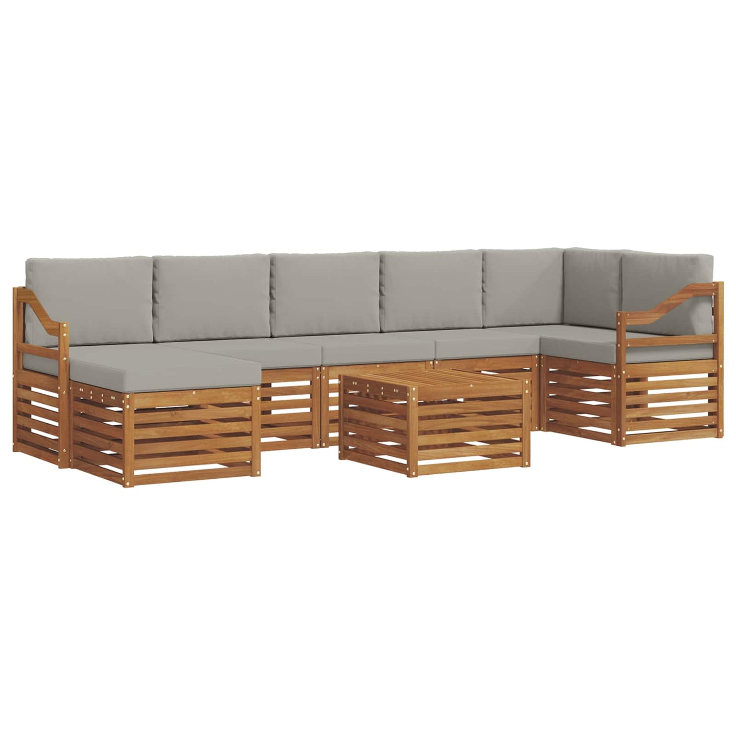 Set di divani da esterno 8 pcs Grigio Naturale e Chiaro | homemem39