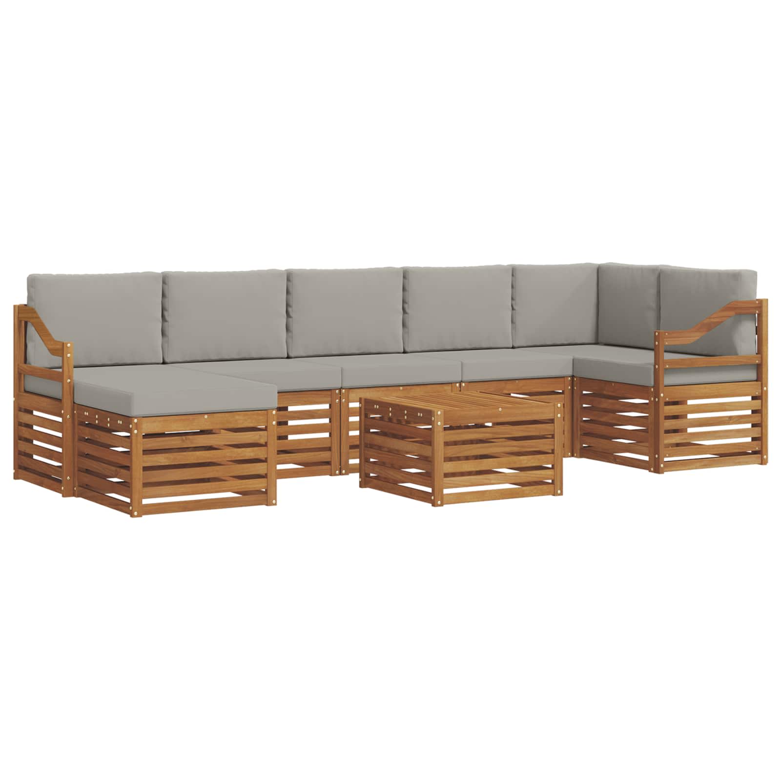 Set di divani da esterno 8 pcs Grigio Naturale e Chiaro | homemem39