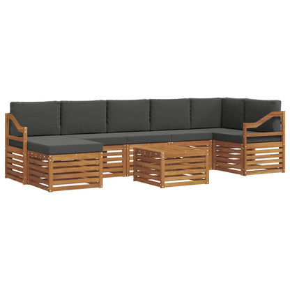 Set di divani da esterno con cuscino 8 pcs Naturale e Antracite | homemem39