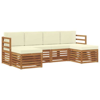 Set divani 6 pcs Naturale e Crema Legno di Acacia Massello