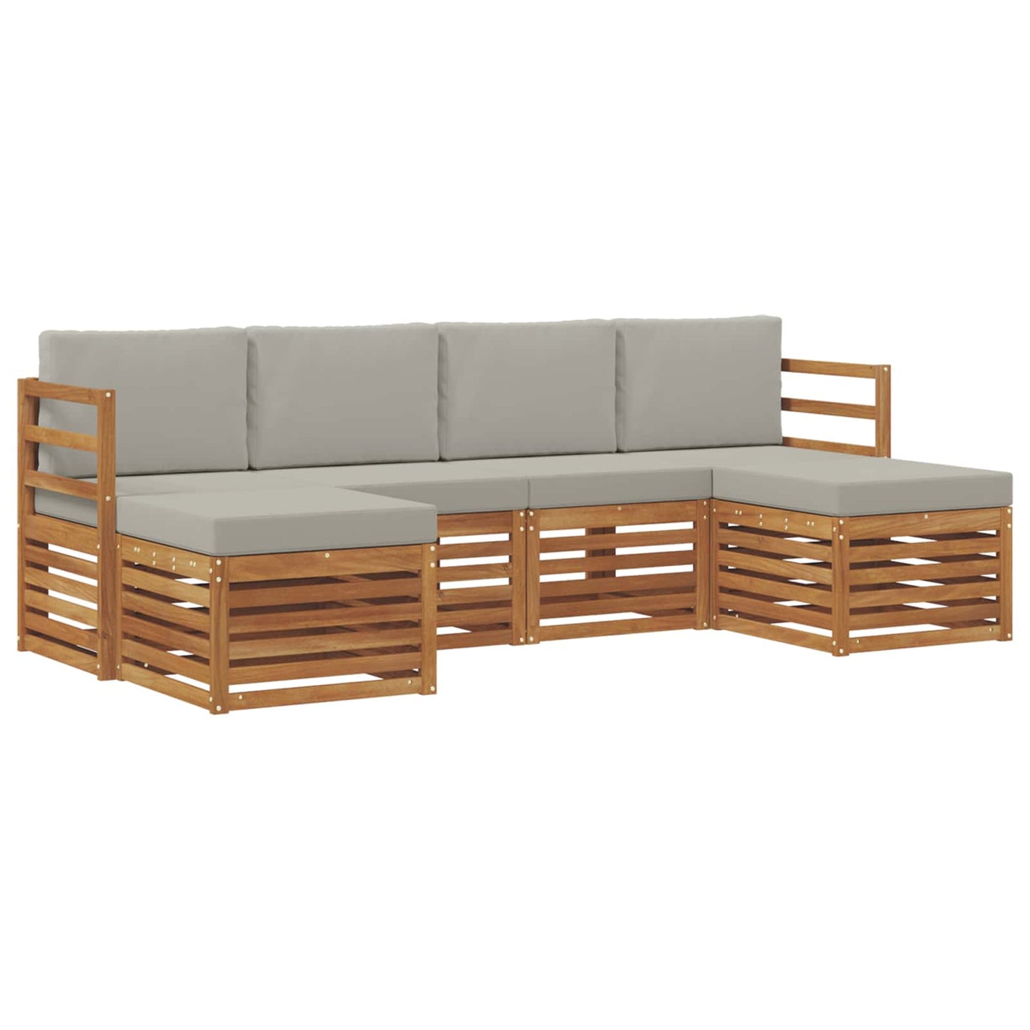 Set divani con cuscino 6 pcs Grigio Naturale e Chiaro
