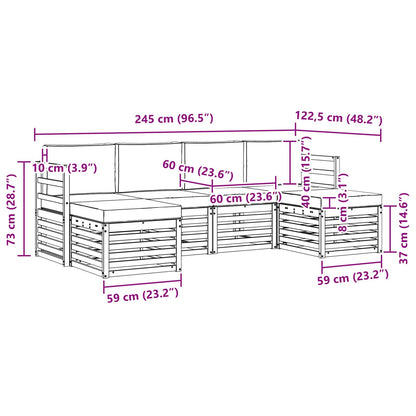 Set divani 6 pcs Naturale e Antracite Legno di Acacia Massello | homemem39