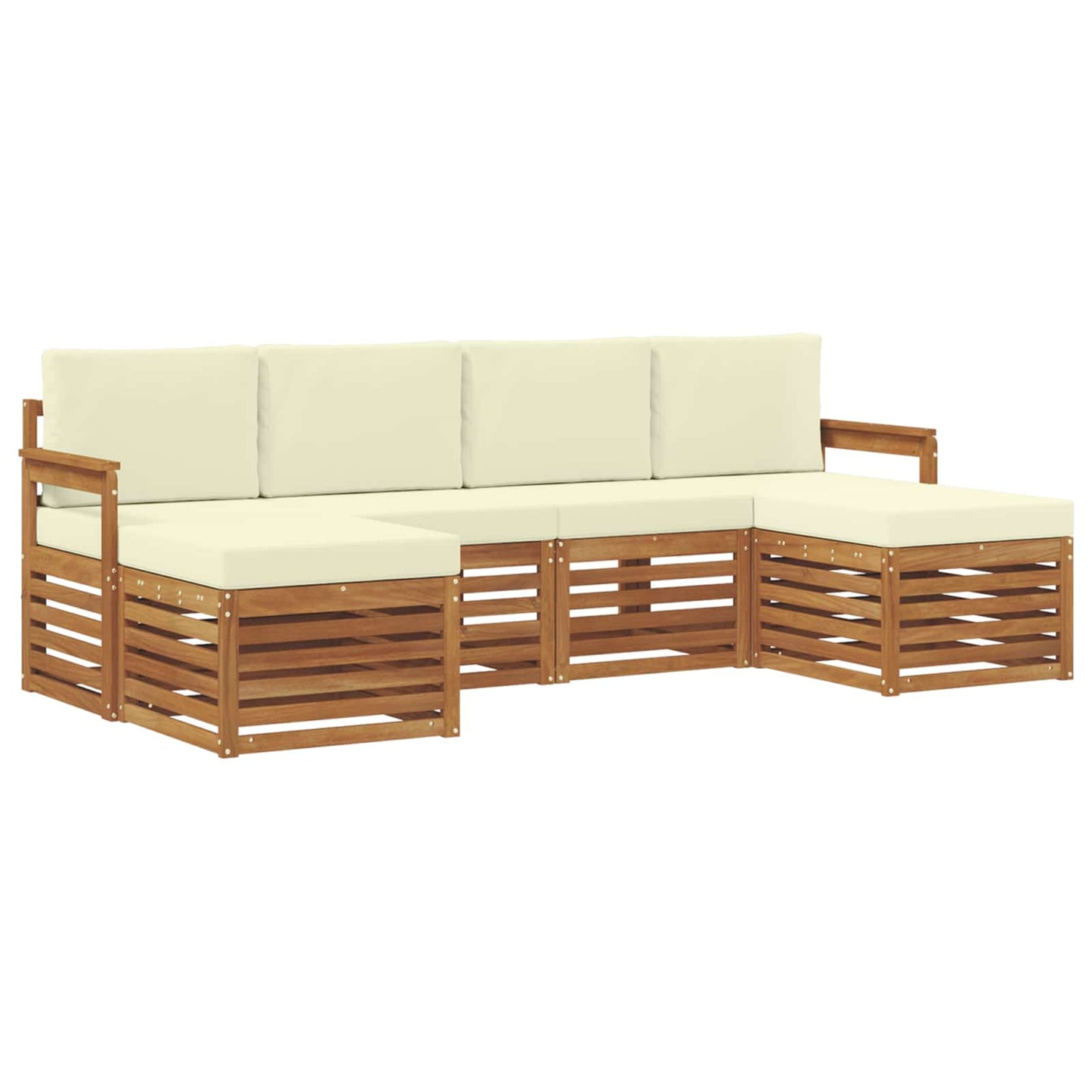 Set divani 6 pcs Naturale e Crema Legno di Acacia Massello | homemem39