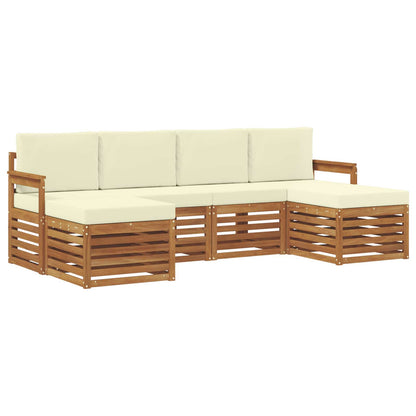 Set divani 6 pcs Naturale e Crema Legno di Acacia Massello | homemem39