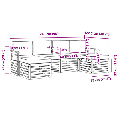 Set divani 6 pcs Naturale e Crema Legno di Acacia Massello | homemem39