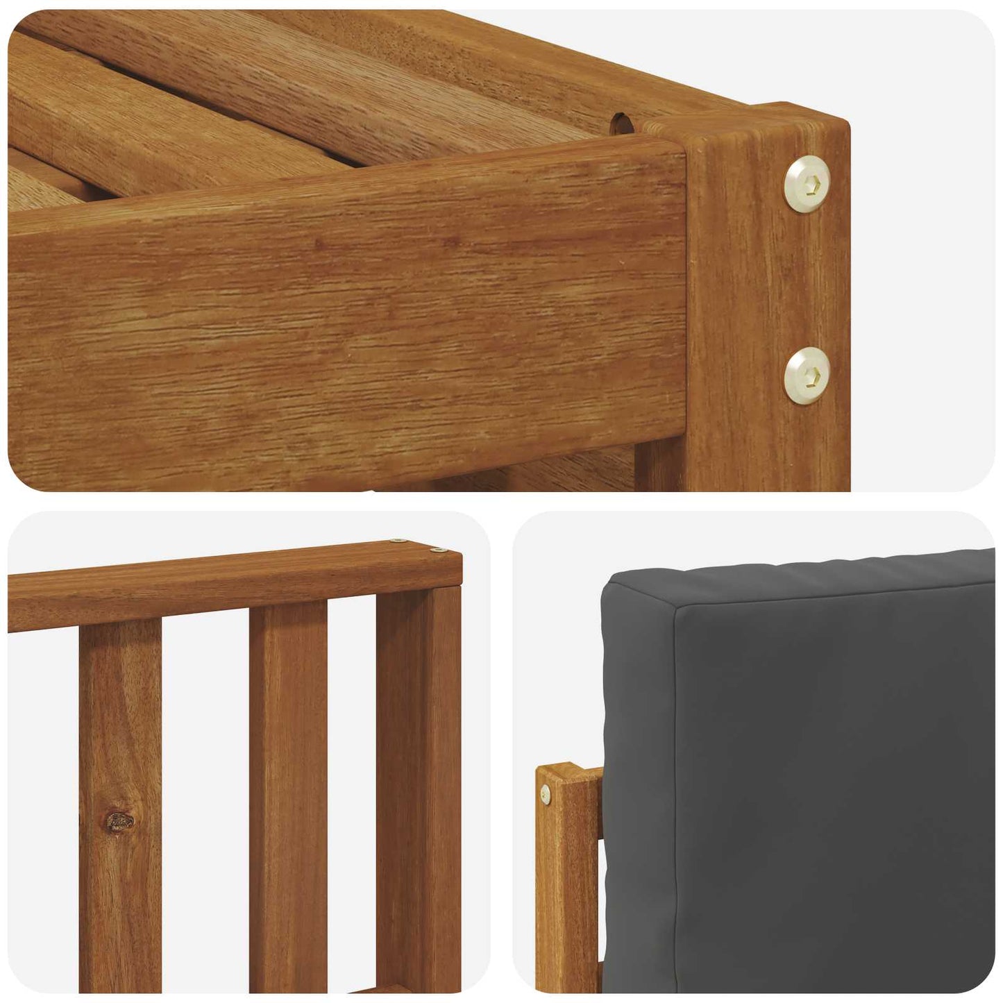 Set divani 6 pcs Naturale e Antracite Legno di Acacia Massello