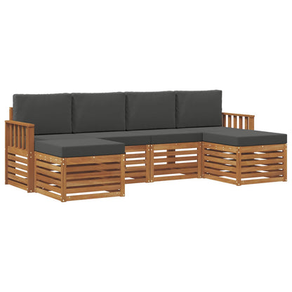 Set divani 6 pcs Naturale e Antracite Legno di Acacia Massello | homemem39