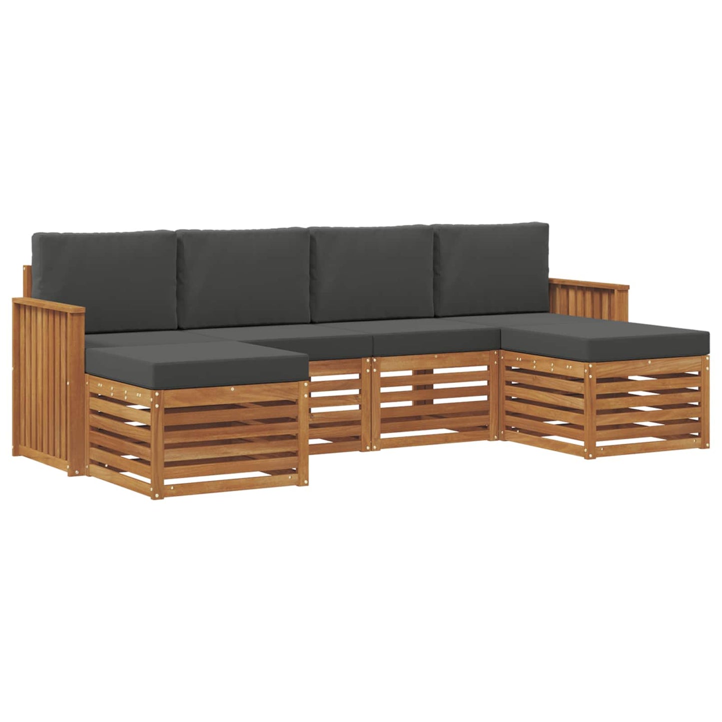 Set divani 6 pcs Naturale e Antracite Legno di Acacia Massello | homemem39
