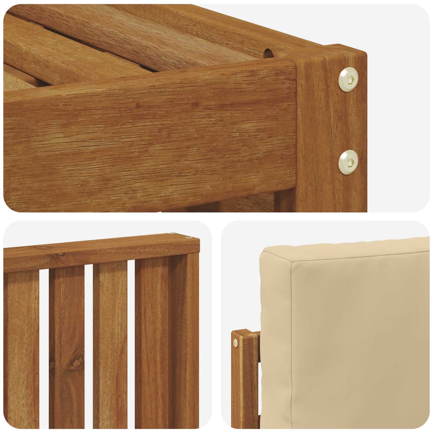 Set divani 6 pcs Naturale e Beige Legno di Acacia Massello | homemem39