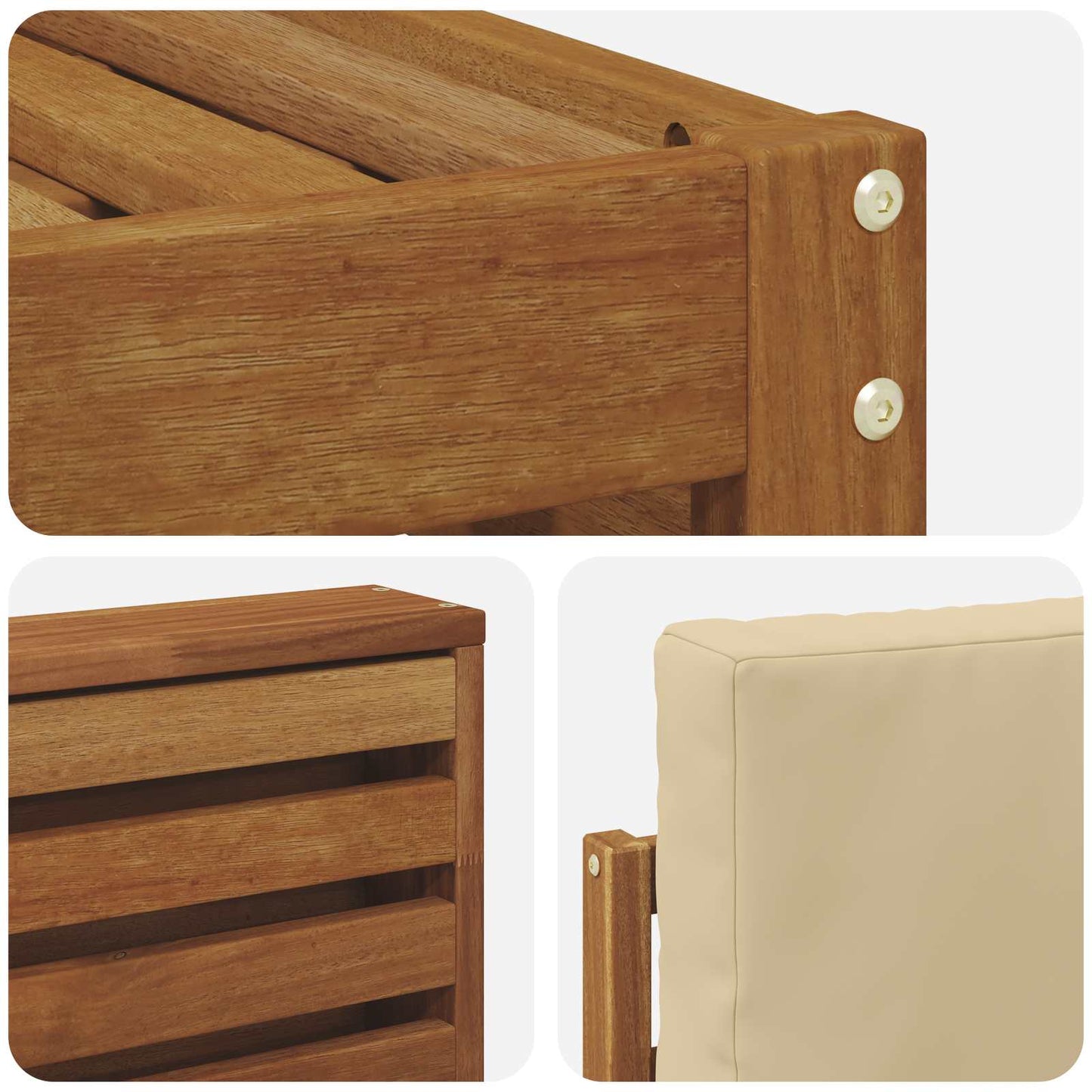 Set divani 6 pcs Naturale e Beige Legno di Acacia Massello