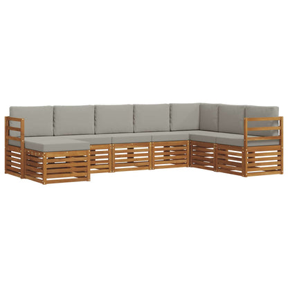 Set di divani da esterno 8 pcs Grigio Naturale e Chiaro