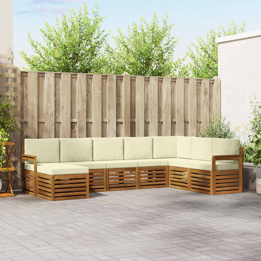 Set di divani da esterno con cuscino 8 pcs Naturale e Crema