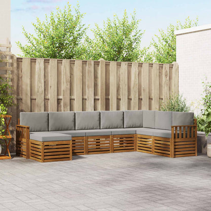 Set di divani da esterno 8 pcs Grigio Naturale e Chiaro