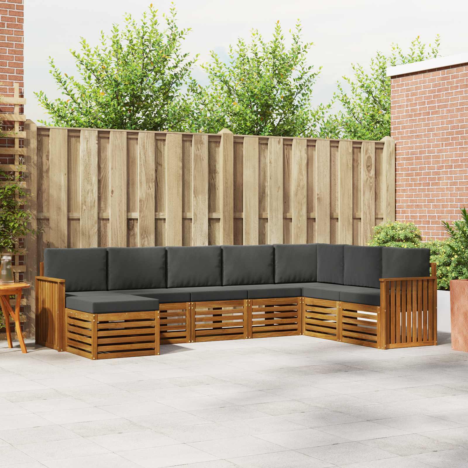 Set di divani da esterno con cuscino 8 pcs Naturale e Antracite | homemem39